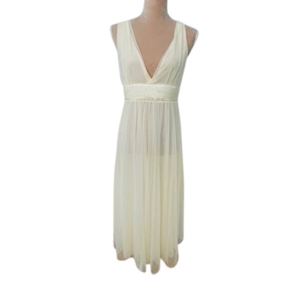 Gossard 60's Floaty Double Layer Sheer Nylon Chiffon Maxi VTG Nightgown Small - Picture 1 of 12